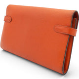 Hermes Chevre Mysore Kelly Longue Wallet Orange 