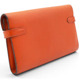 Hermes Chevre Mysore Kelly Longue Wallet Orange 