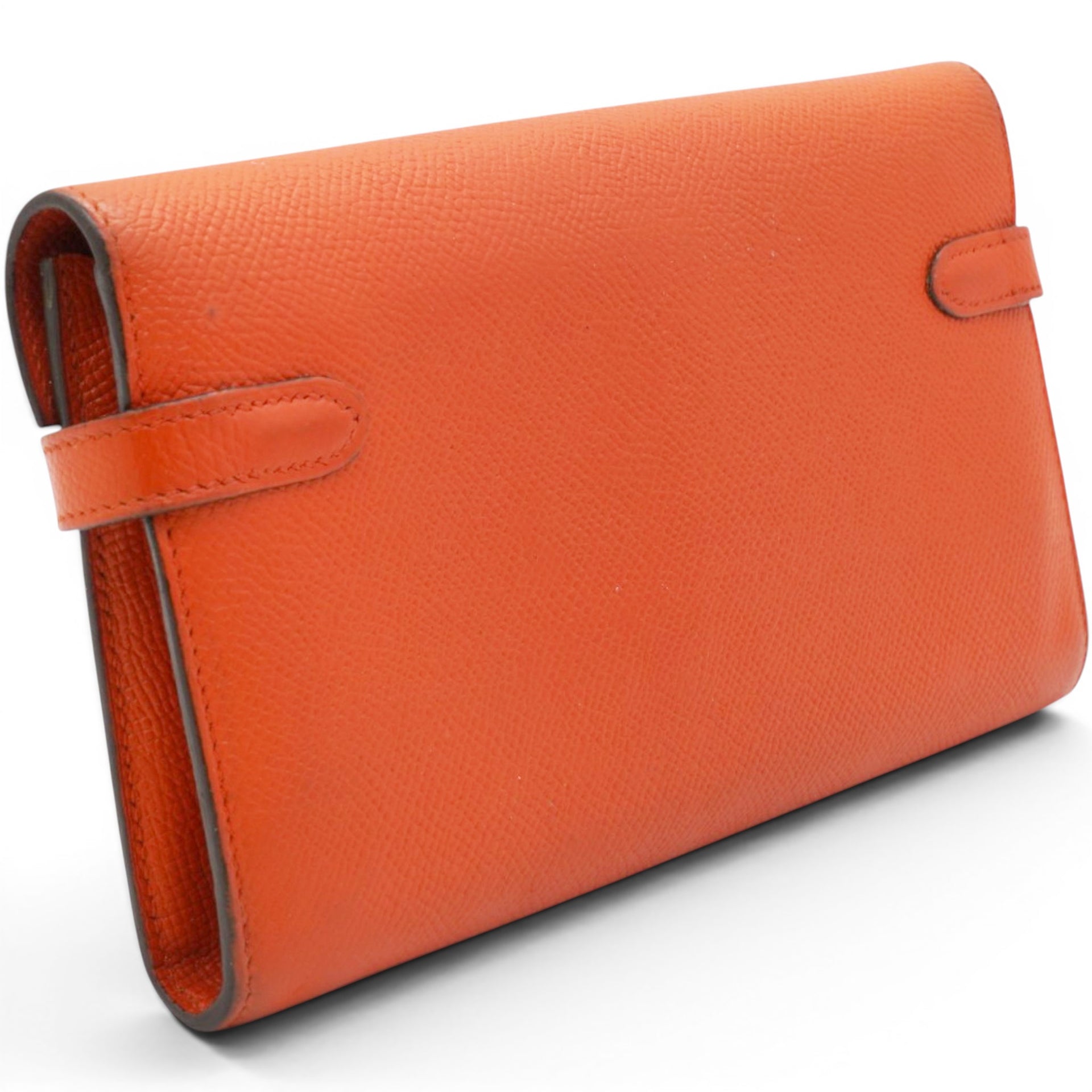 Hermes Chevre Mysore Kelly Longue Wallet Orange 