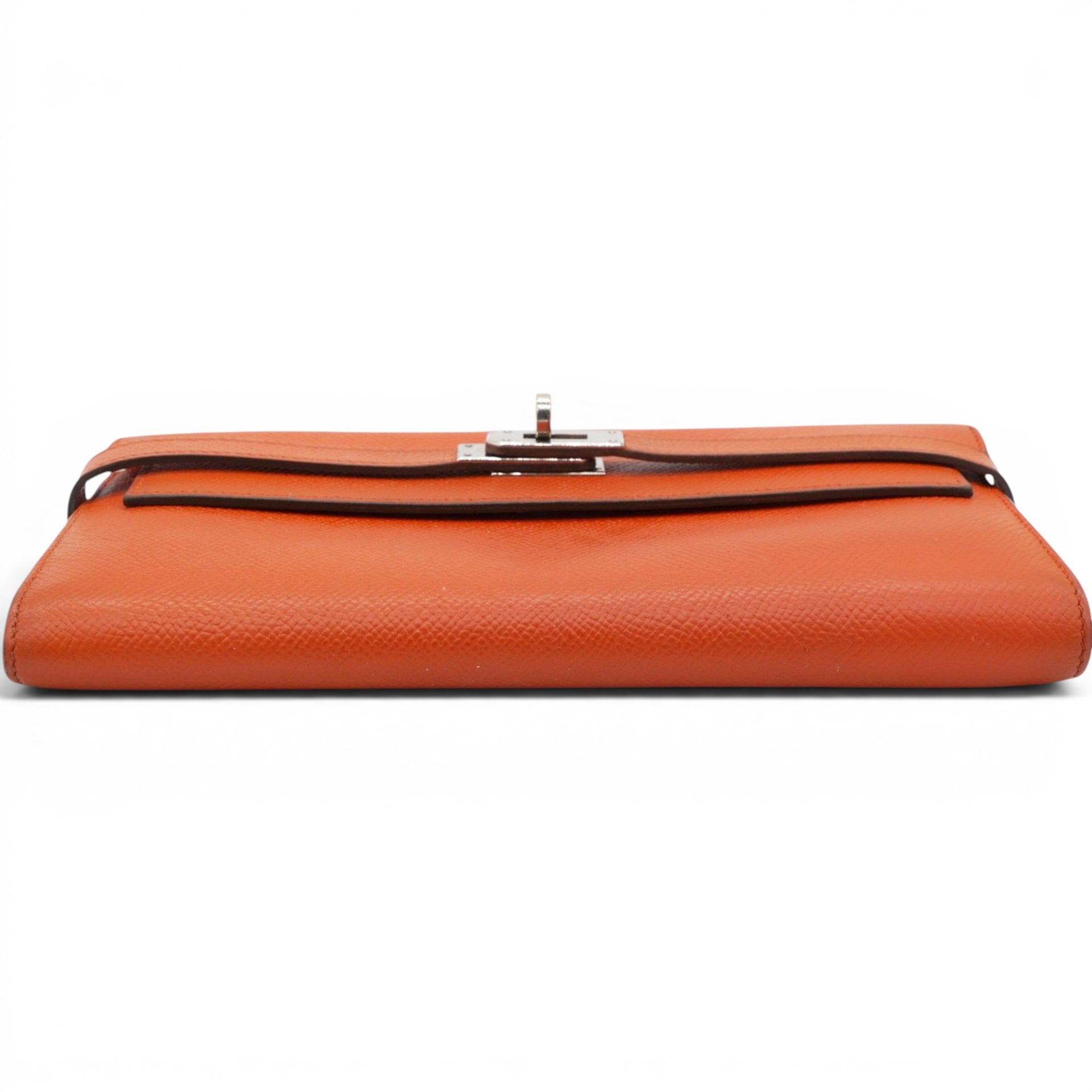 Hermes Chevre Mysore Kelly Longue Wallet Orange 