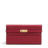 Hermes Chevre Mysore Kelly Longue Wallet Rouge Casaque 