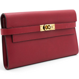Hermes Chevre Mysore Kelly Longue Wallet Rouge Casaque 