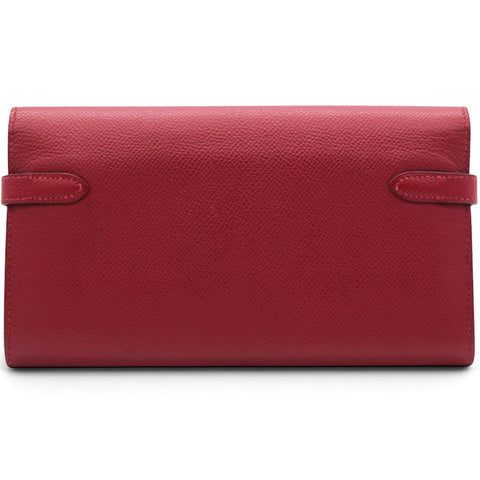 Hermes Chevre Mysore Kelly Longue Wallet Rouge Casaque 