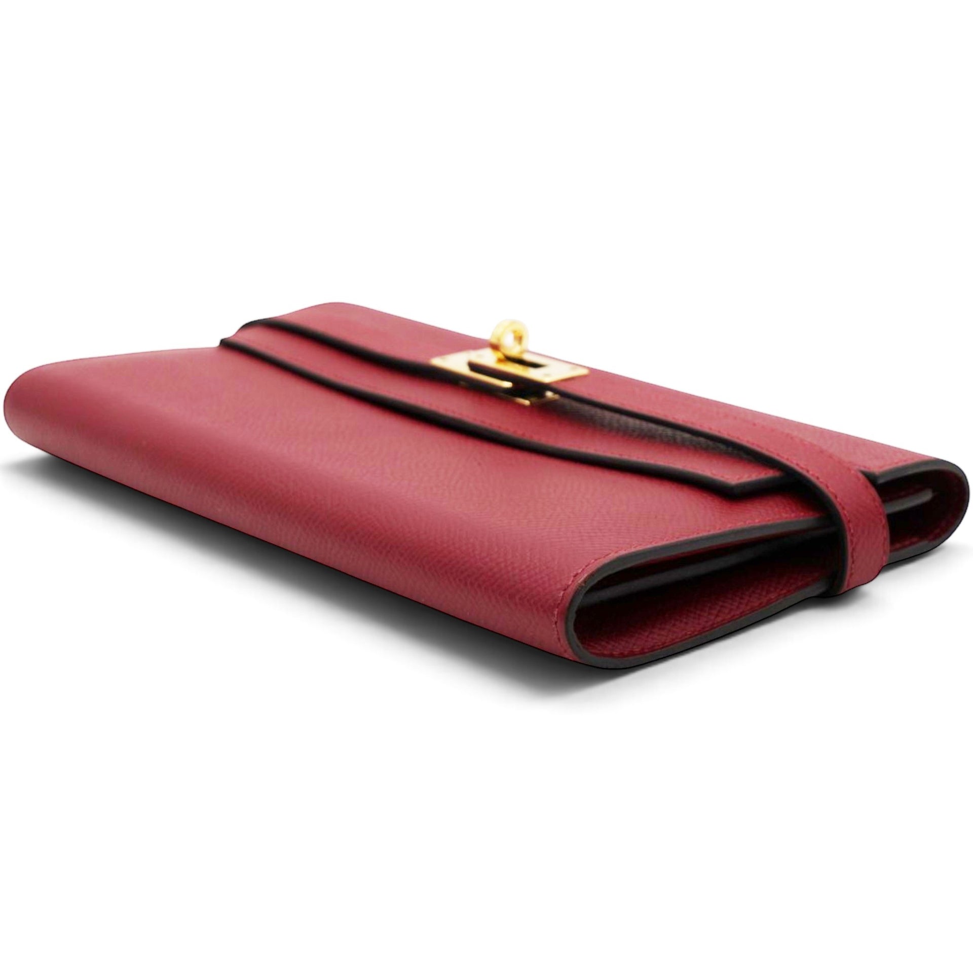 Hermes Chevre Mysore Kelly Longue Wallet Rouge Casaque 