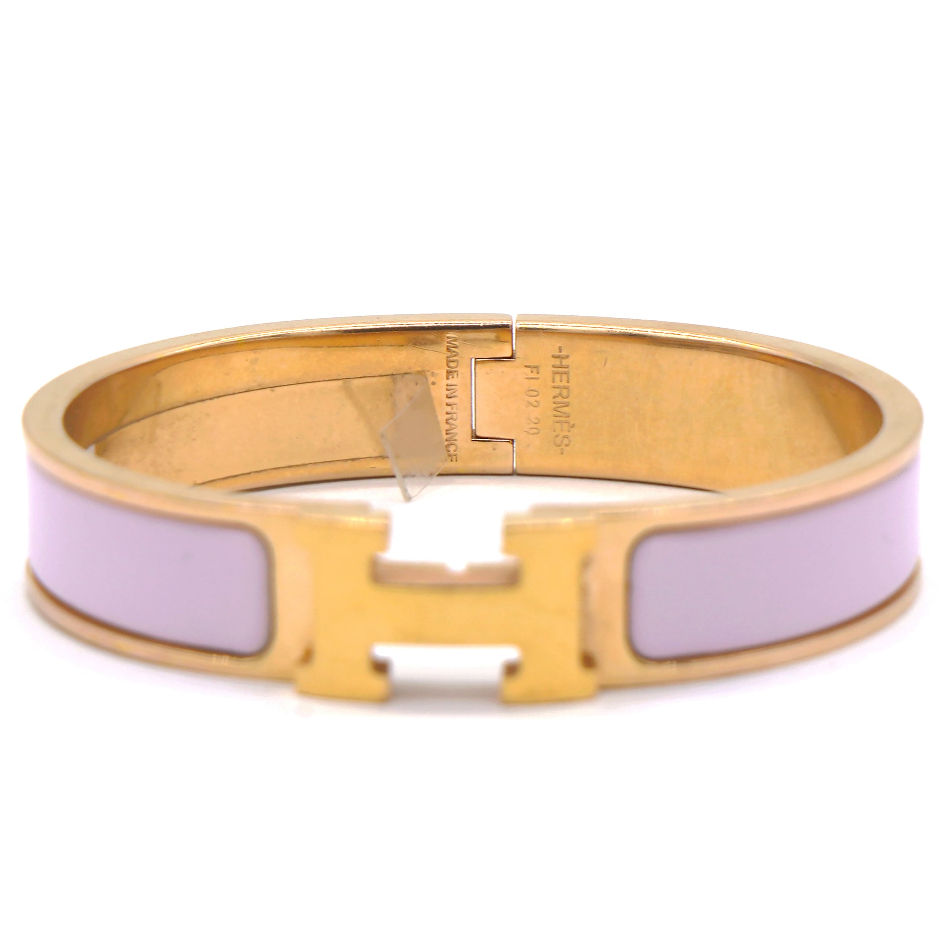 Hermes Clic Clac H Pink Enamel Rose Gold Plated Bracelet 