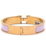 Hermes Clic Clac H Pink Enamel Rose Gold Plated Bracelet 