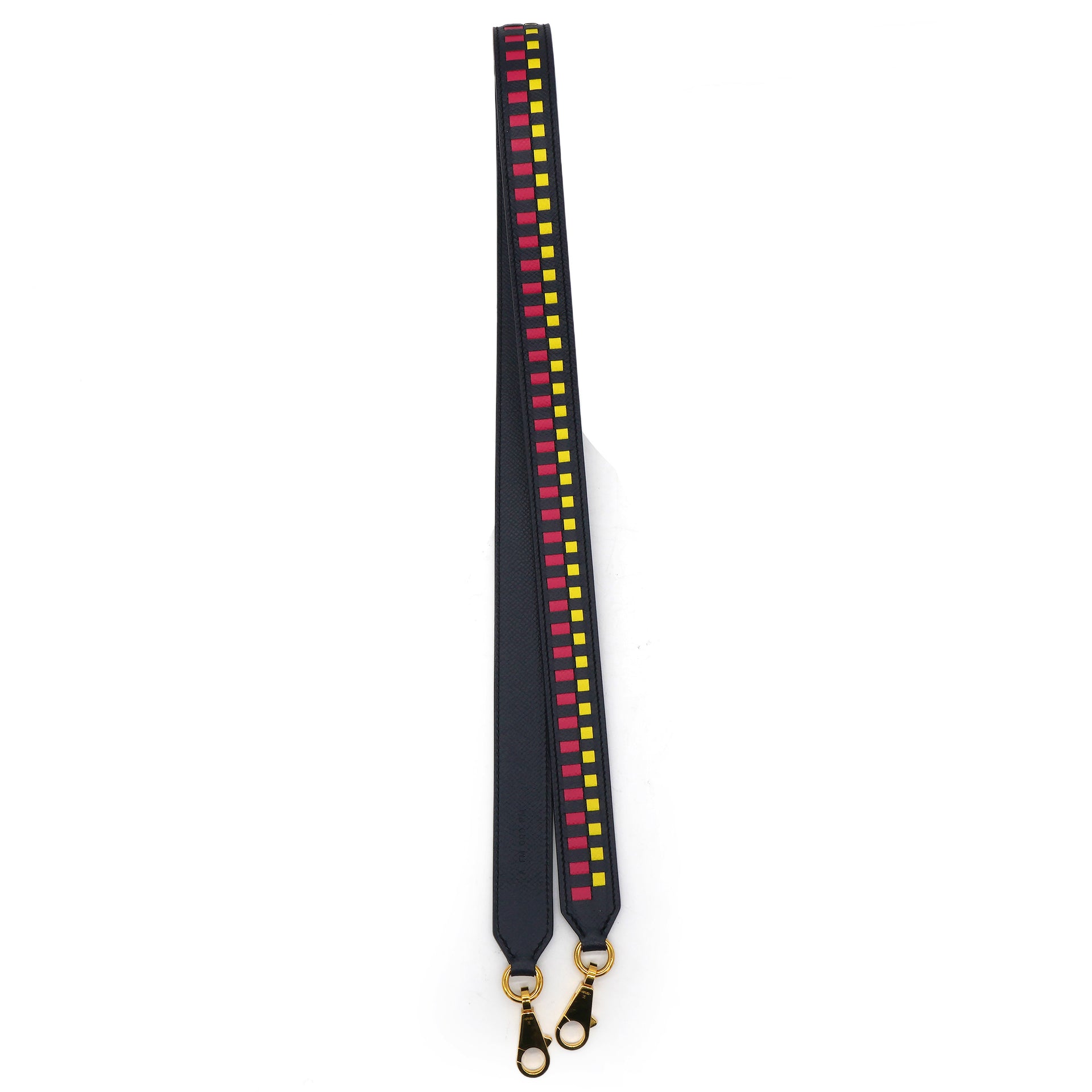 Hermes Epsom 40mm Mousquetons Tressage Shoulder Strap Bleu Indigo Rose Extreme Lime 