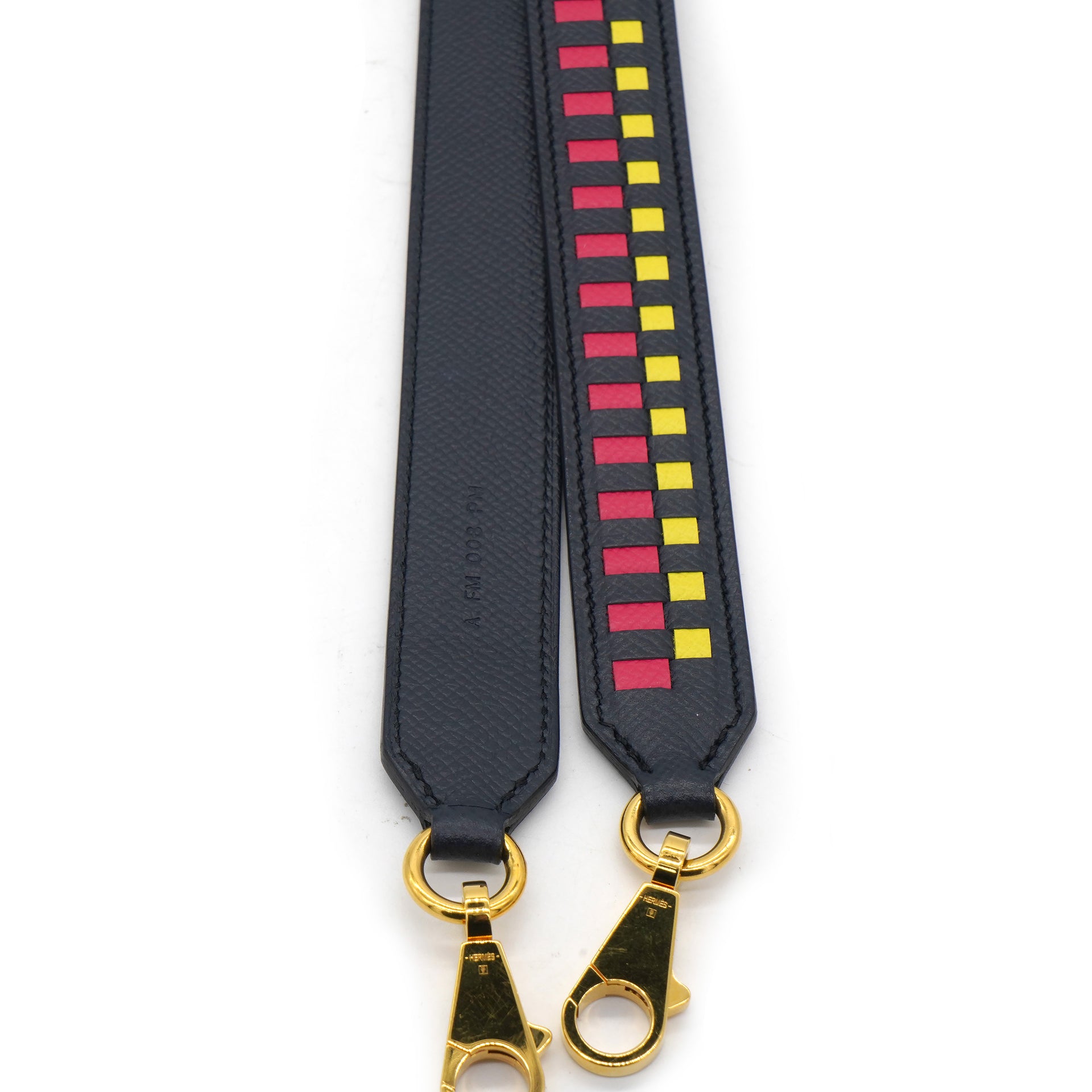 Hermes Epsom 40mm Mousquetons Tressage Shoulder Strap Bleu Indigo Rose Extreme Lime 