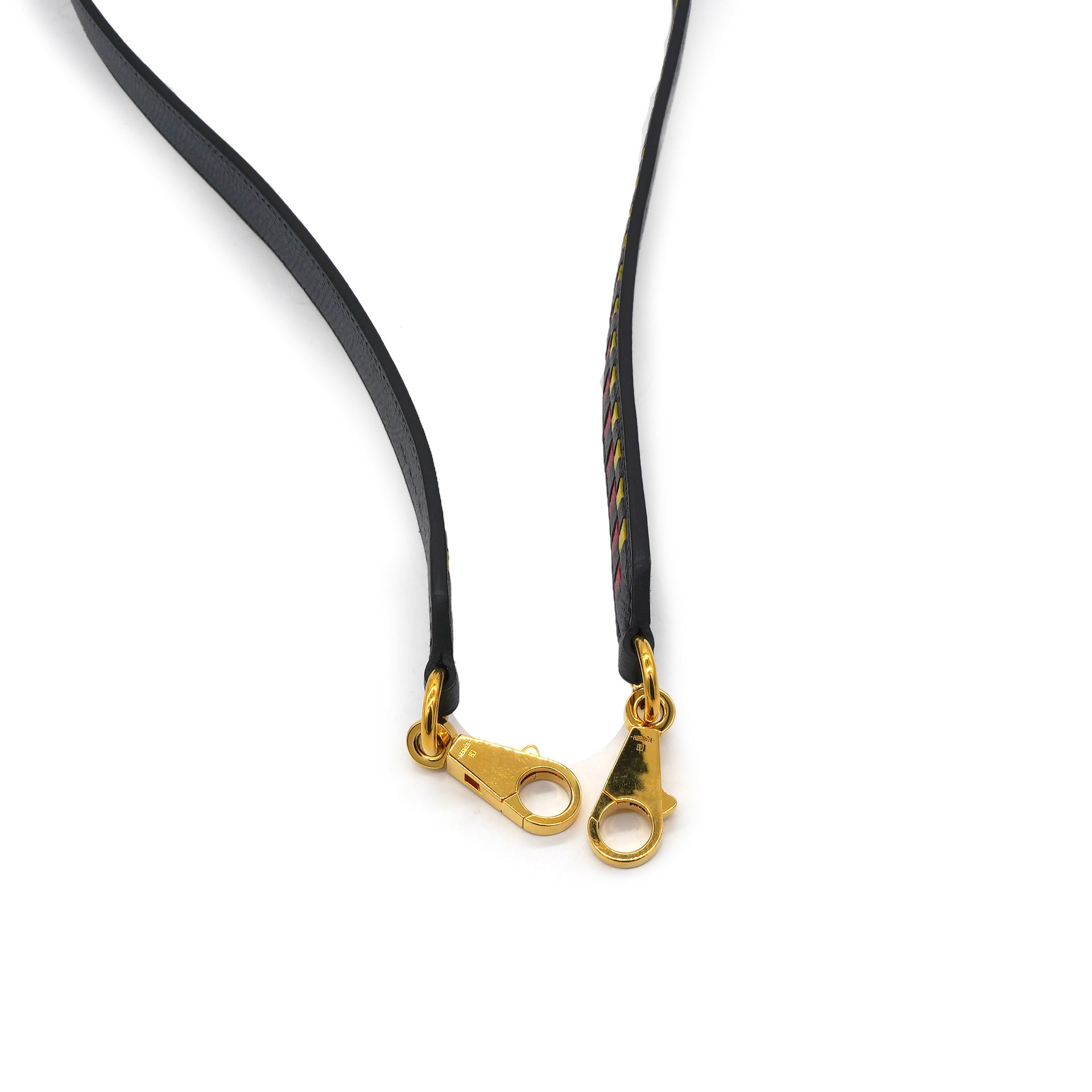 Hermes Epsom 40mm Mousquetons Tressage Shoulder Strap Bleu Indigo Rose Extreme Lime 