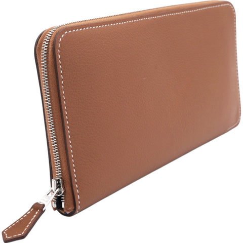 Hermes Gold Epsom Leather Silk'in Zip Around Wallet 