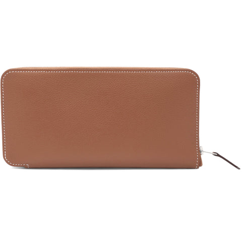 Hermes Gold Epsom Leather Silk'in Zip Around Wallet 