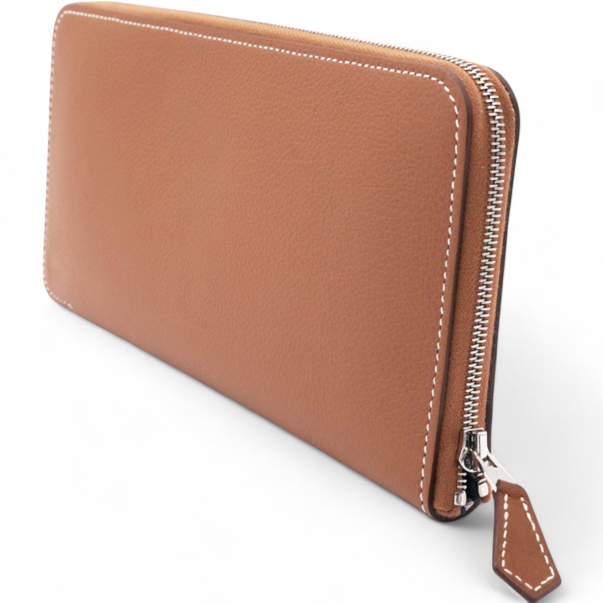 Hermes Gold Epsom Leather Silk'in Zip Around Wallet 