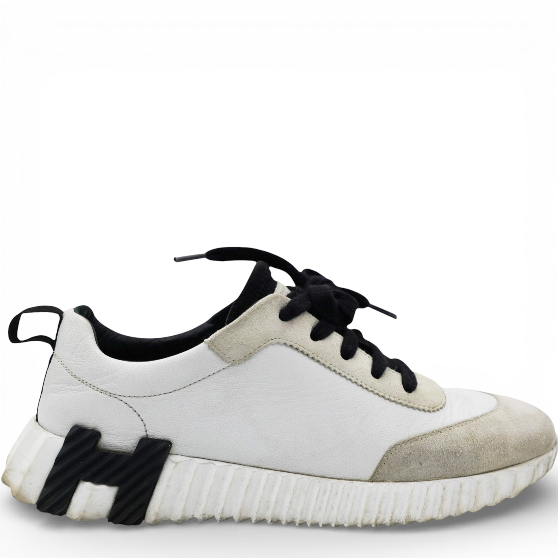  Hermes Ivory and Black H Bouncing Sneaker Size38