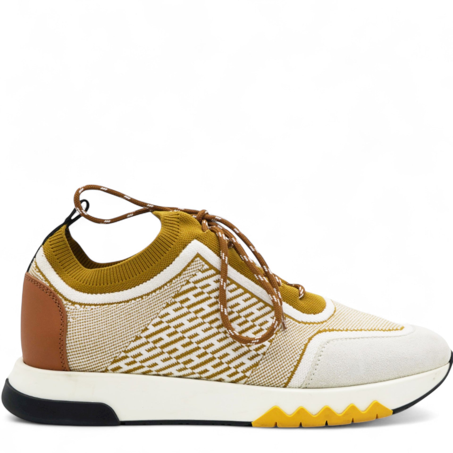 Hermes Knit Goatskin Womens Addict Sneakers Size38 