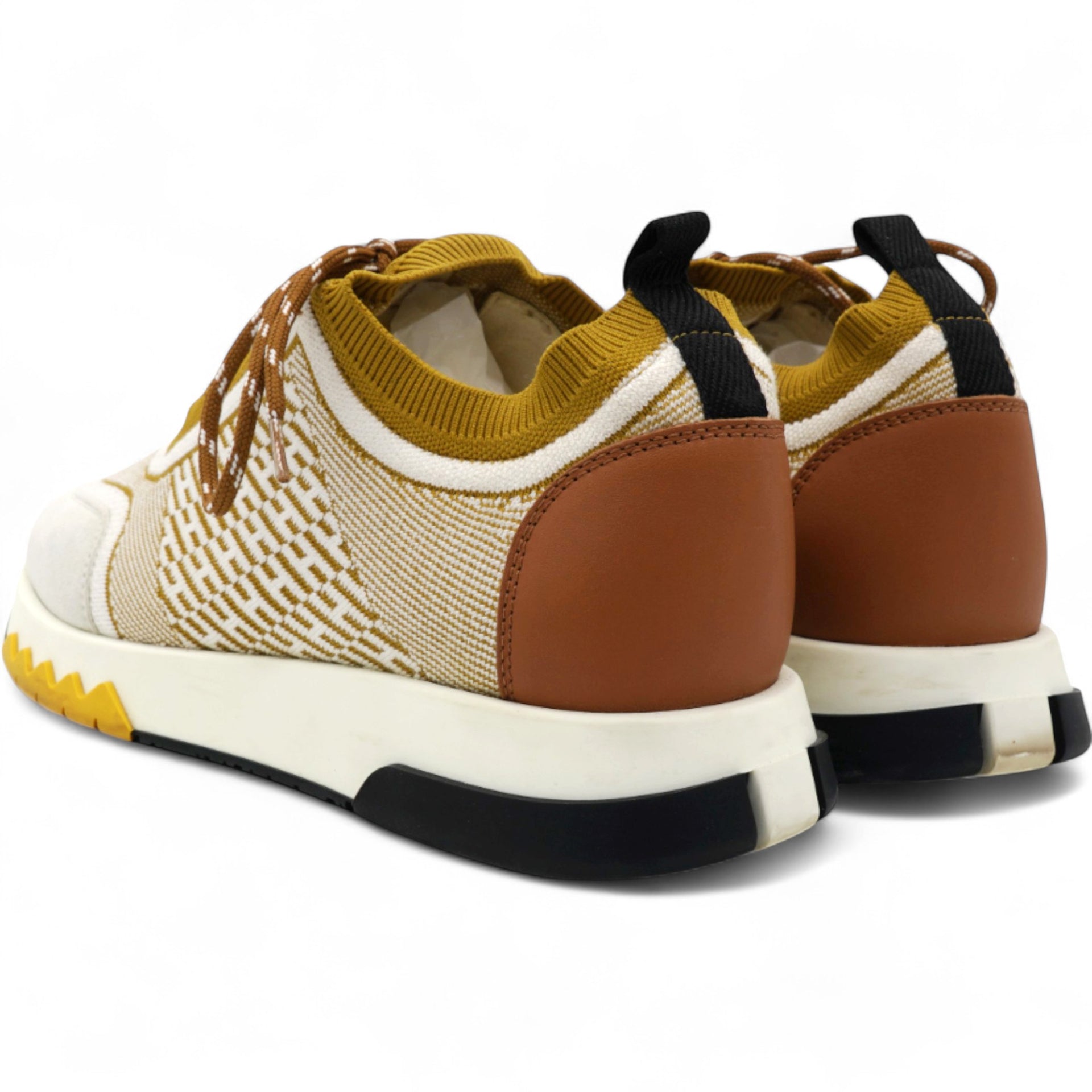 Hermes Knit Goatskin Womens Addict Sneakers Size38 