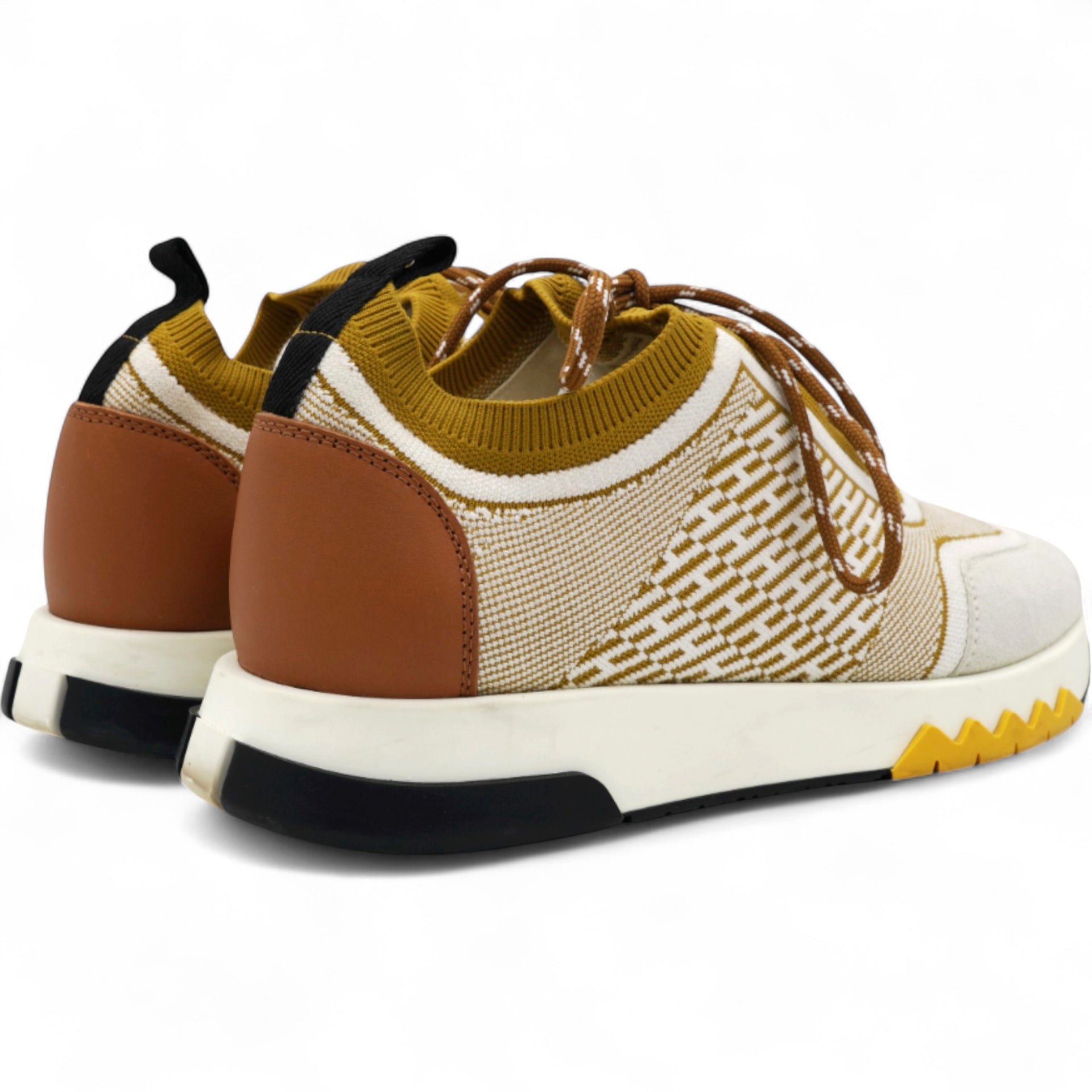 Hermes Knit Goatskin Womens Addict Sneakers Size38 