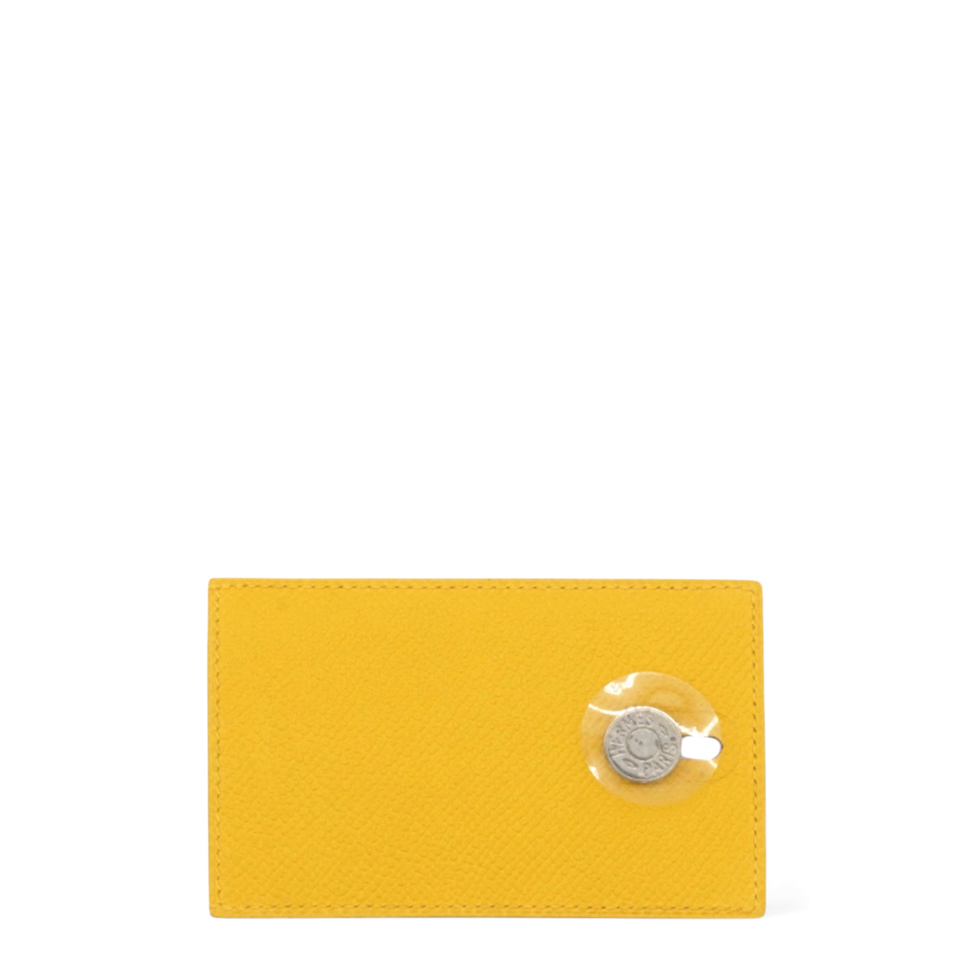 Hermes Lime Yellow Leather Card Holder 