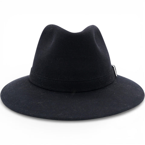 Hermes Mens Black Rabbit Felt Fedora Hat Size61 