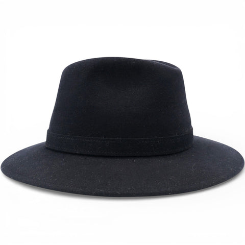 Hermes Mens Black Rabbit Felt Fedora Hat Size61 
