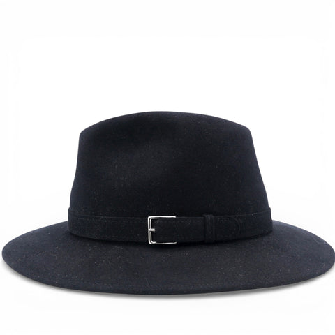Hermes Mens Black Rabbit Felt Fedora Hat Size61 