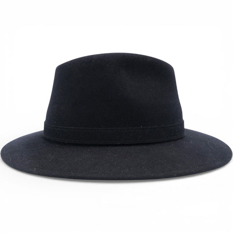 Hermes Mens Black Rabbit Felt Fedora Hat Size61 