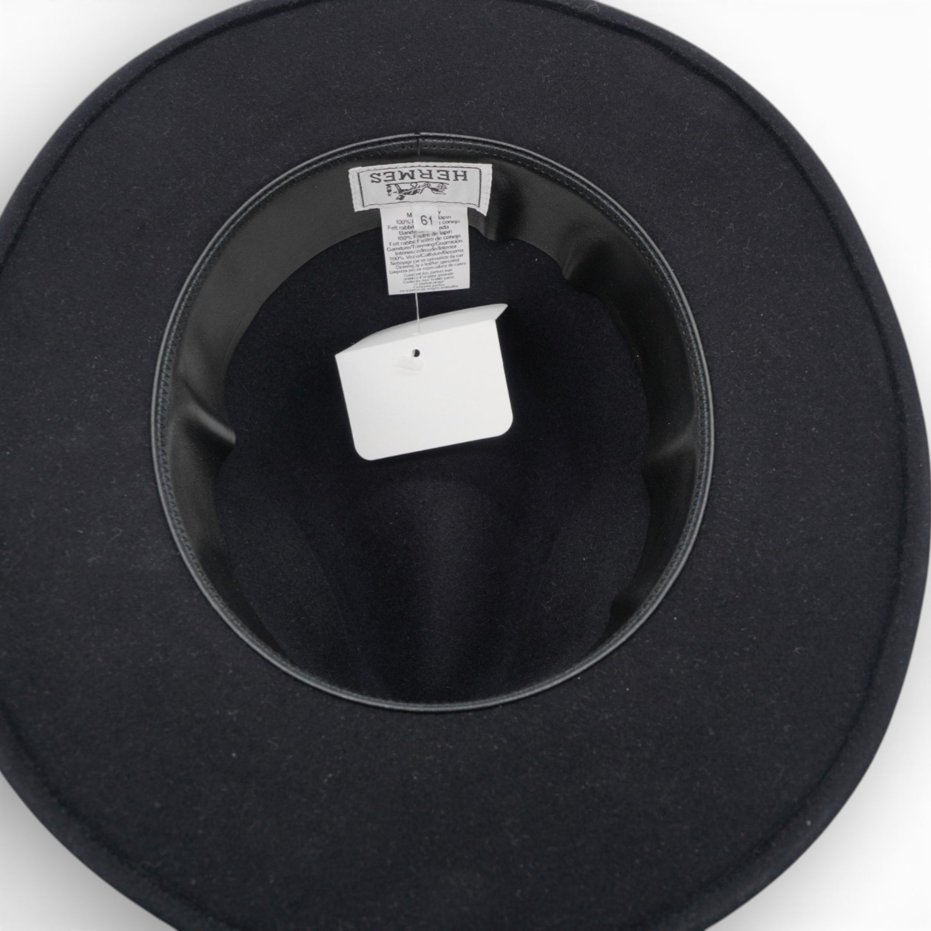 Hermes Mens Black Rabbit Felt Fedora Hat Size61 