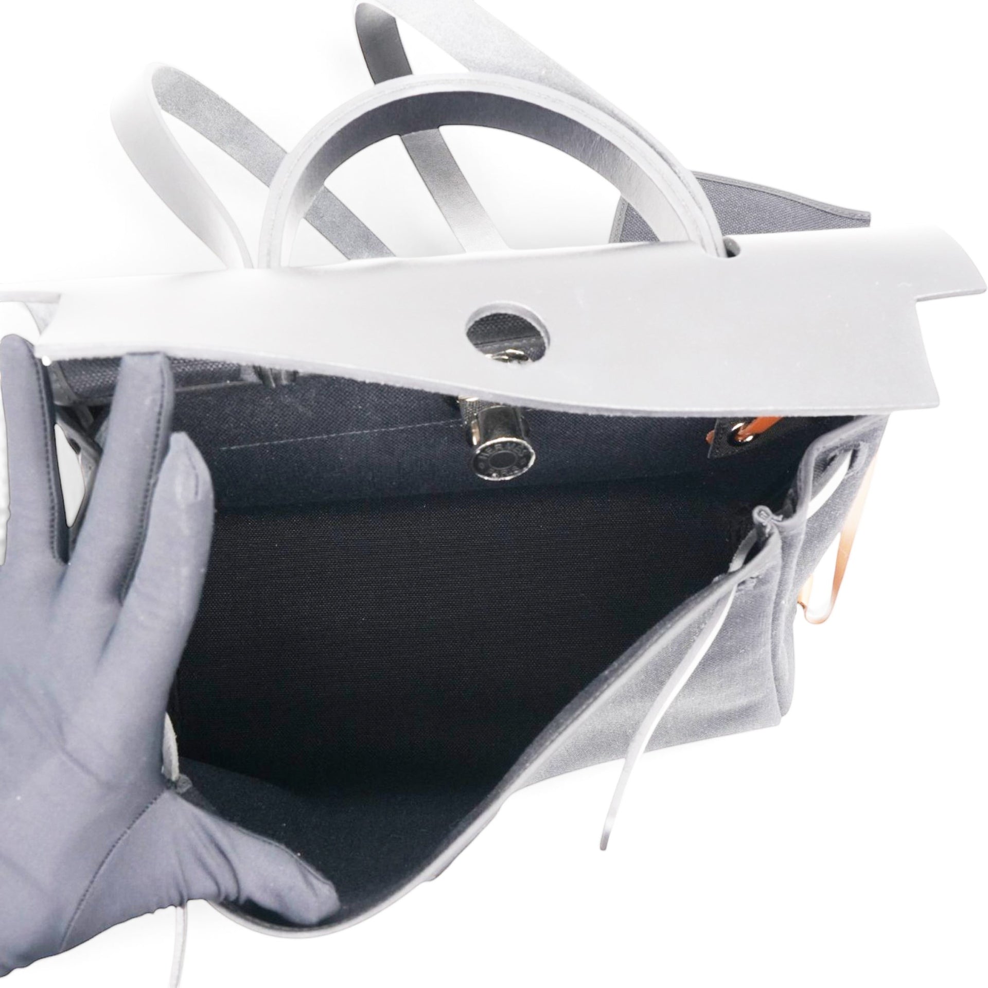 Hermes Military Toile Vache Hunter Herbag Zip PM 31 Black 