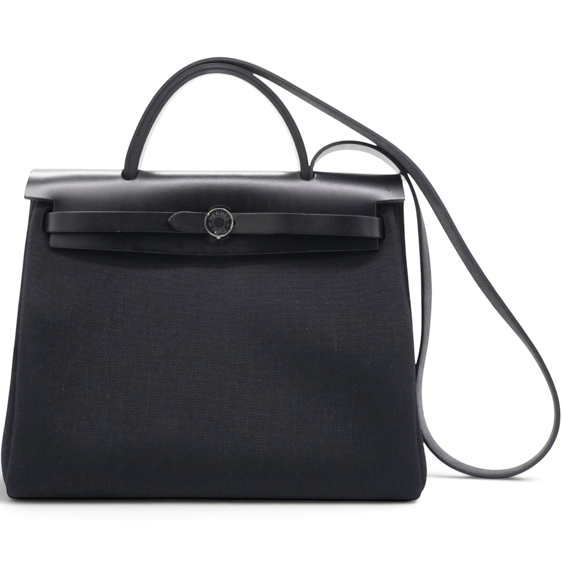 Hermes Military Toile Vache Hunter Herbag Zip PM 31 Black 