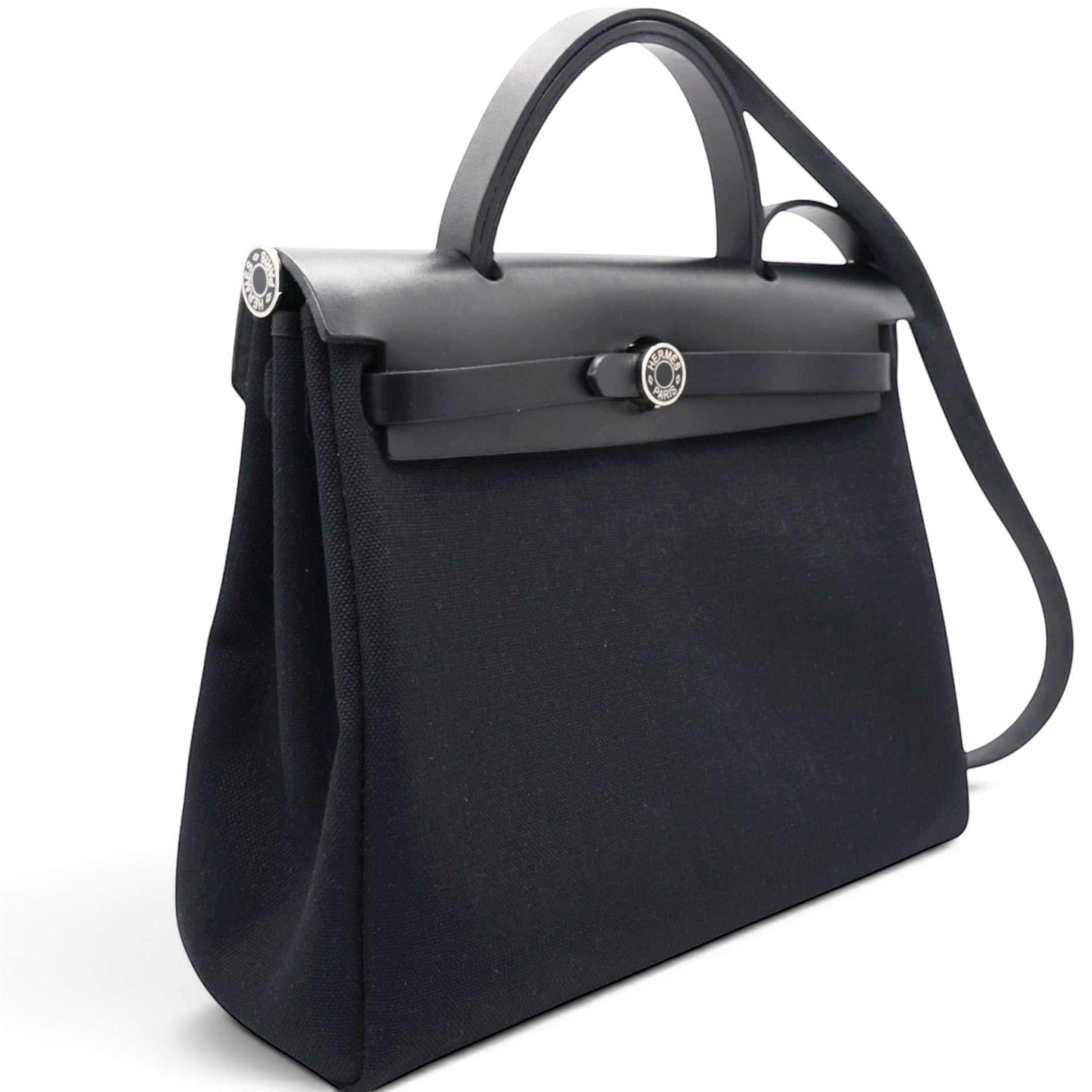 Hermes Military Toile Vache Hunter Herbag Zip PM 31 Black 