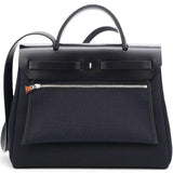Hermes Military Toile Vache Hunter Herbag Zip PM 31 Black 