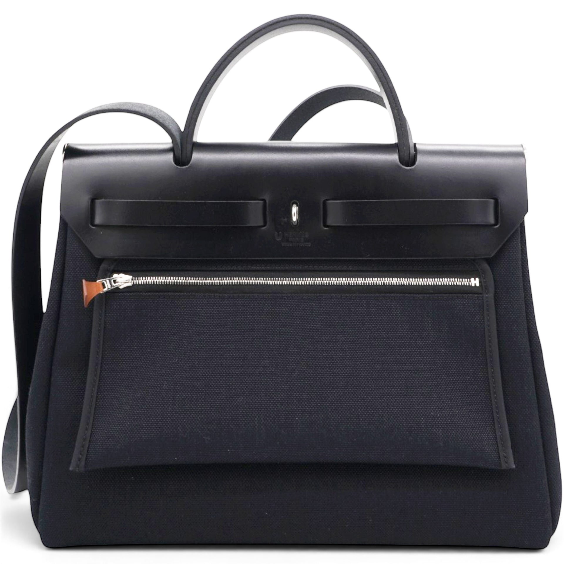 Hermes Military Toile Vache Hunter Herbag Zip PM 31 Black 