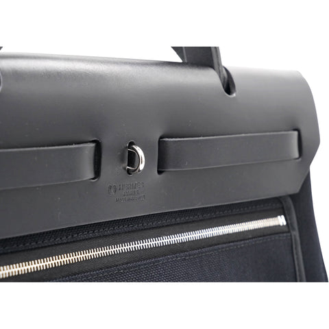 Hermes Military Toile Vache Hunter Herbag Zip PM 31 Black 