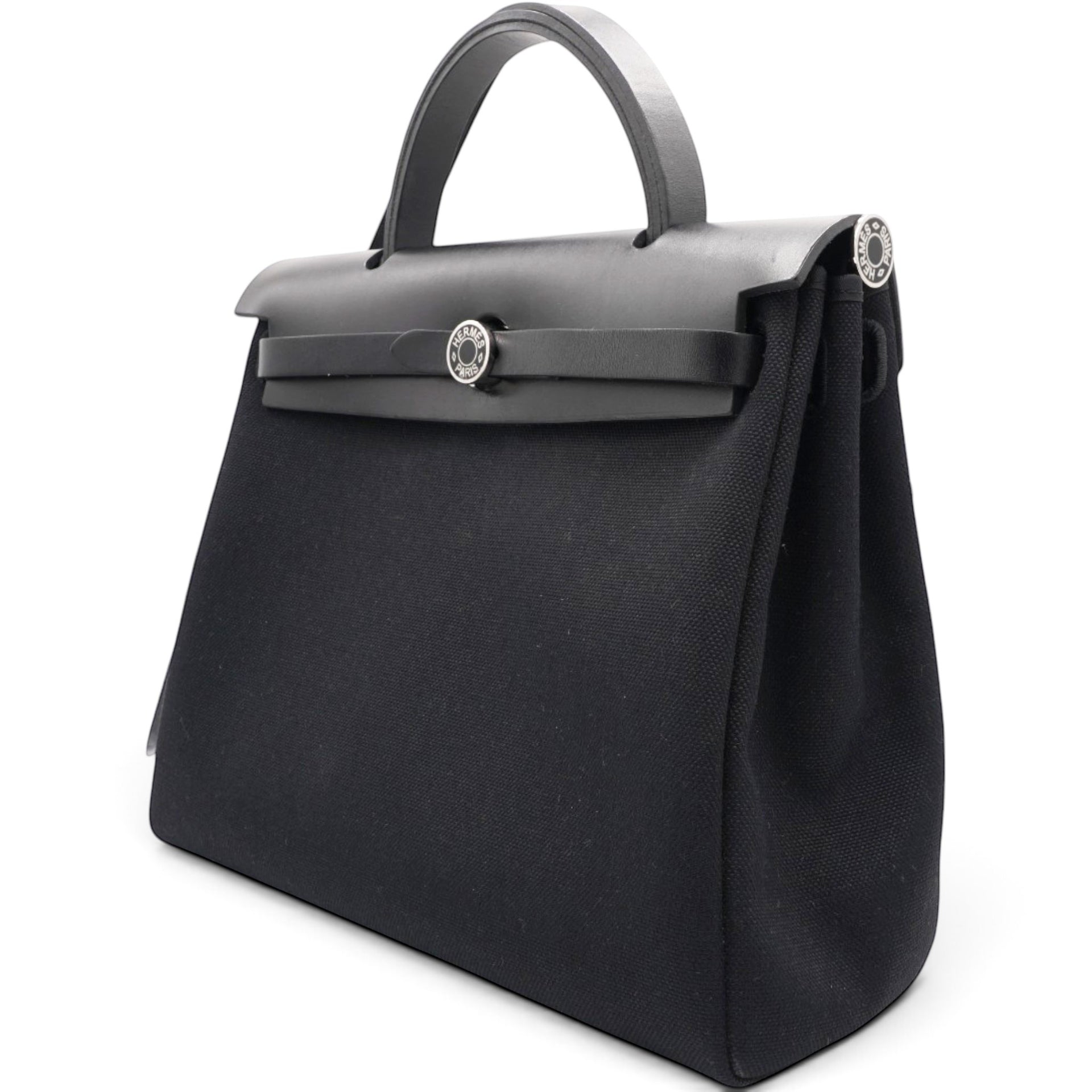 Hermes Military Toile Vache Hunter Herbag Zip PM 31 Black 