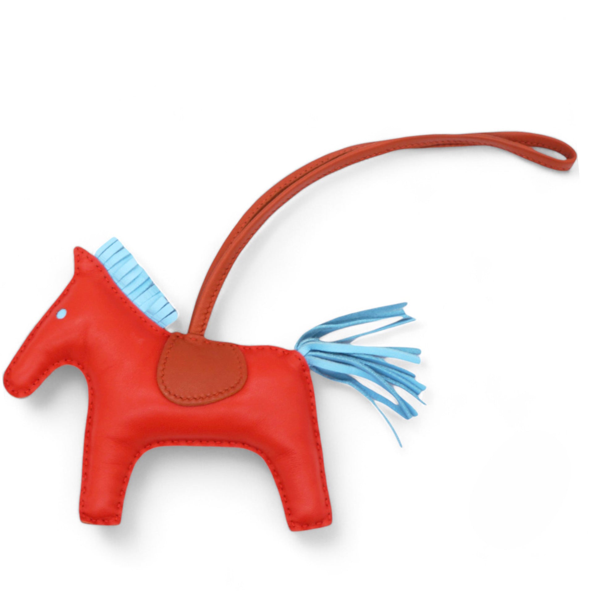  Hermes  Milo Lambskin Grigri Rodeo Horse Bag Charm MM Capucine Celeste Cornaline 