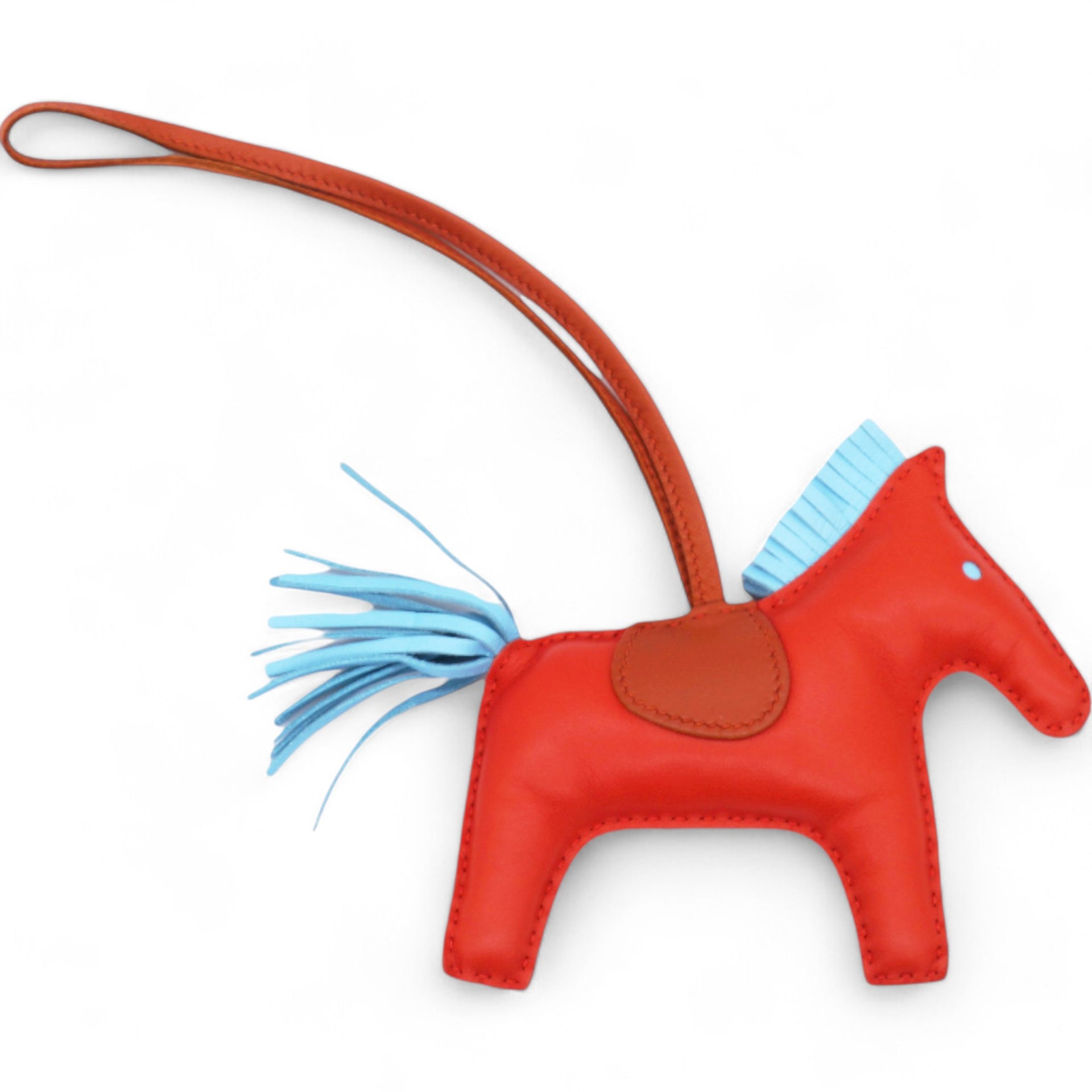  Hermes  Milo Lambskin Grigri Rodeo Horse Bag Charm MM Capucine Celeste Cornaline 