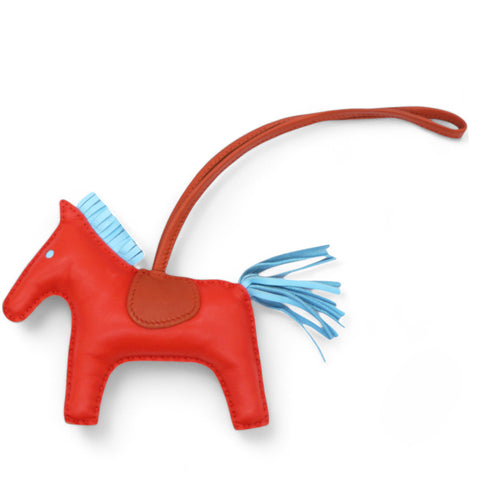  Hermes  Milo Lambskin Grigri Rodeo Horse Bag Charm MM Capucine Celeste Cornaline 