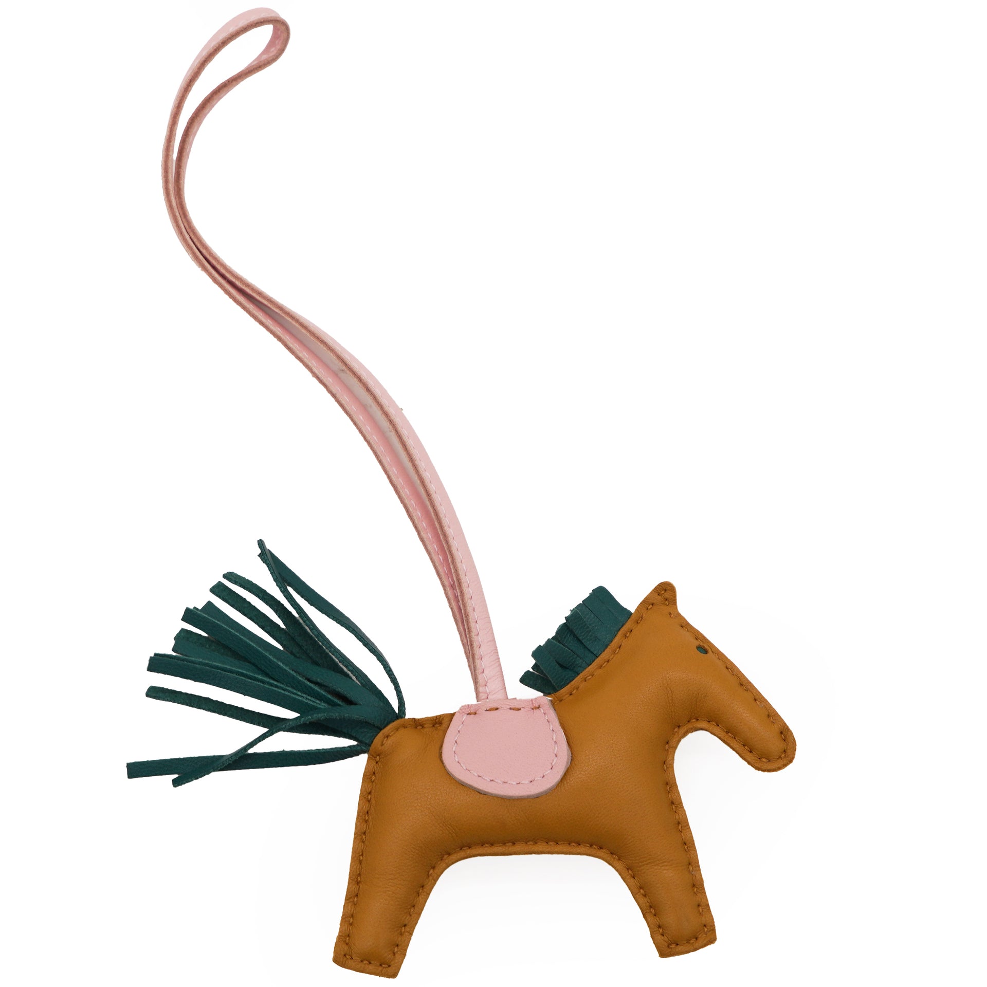 Hermes Milo Lambskin Grigri Rodeo Horse Bag Charm PM Sesame Malachite Rose Sakura 