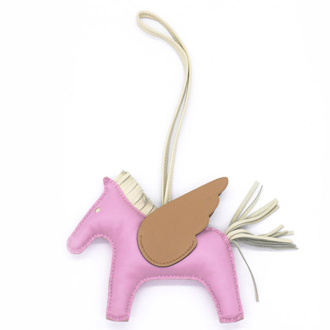  Hermes  Milo Lambskin Grigri Rodeo Pegase Horse Bag Charm MM Mauve Sylvestre Craie Chai 