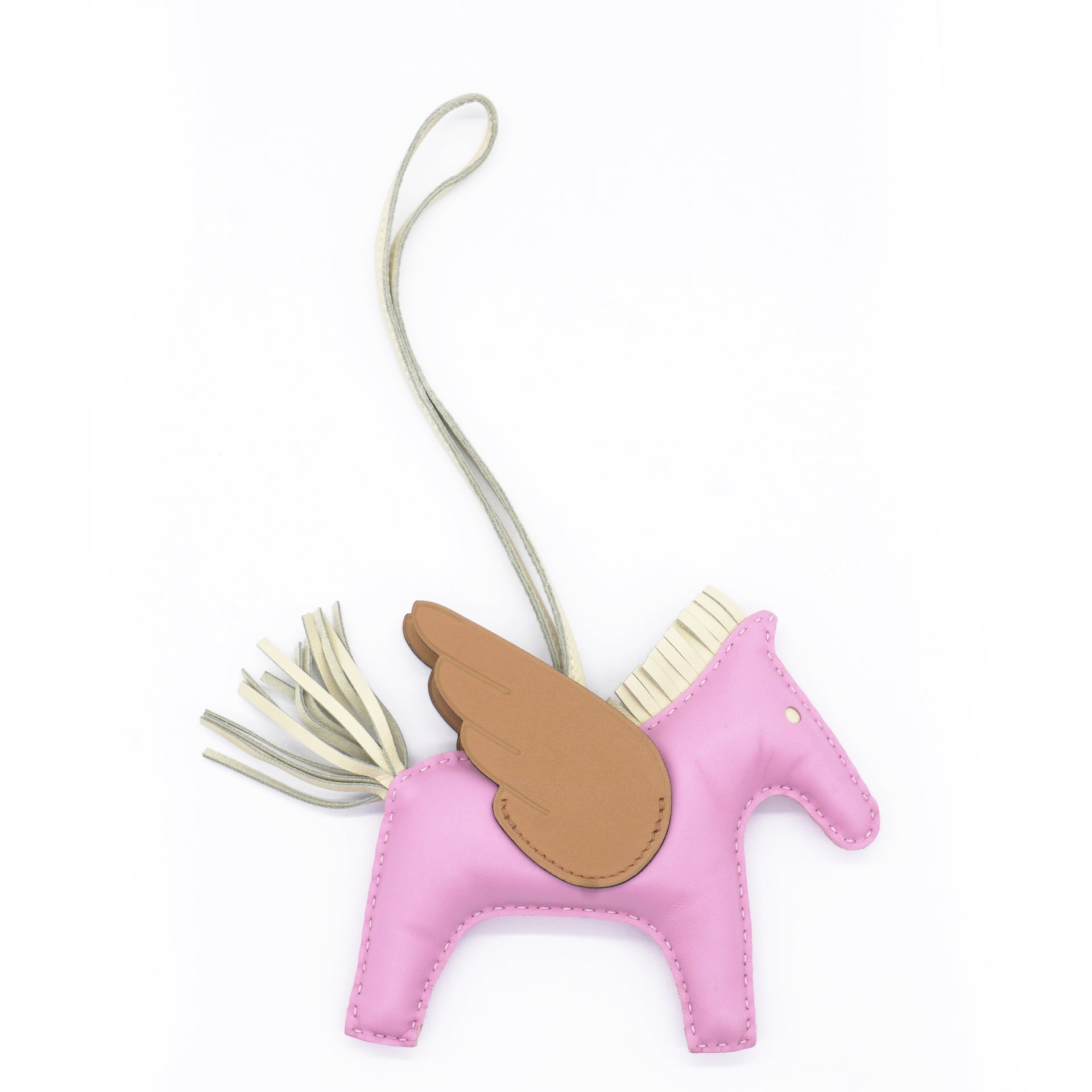  Hermes  Milo Lambskin Grigri Rodeo Pegase Horse Bag Charm MM Mauve Sylvestre Craie Chai 