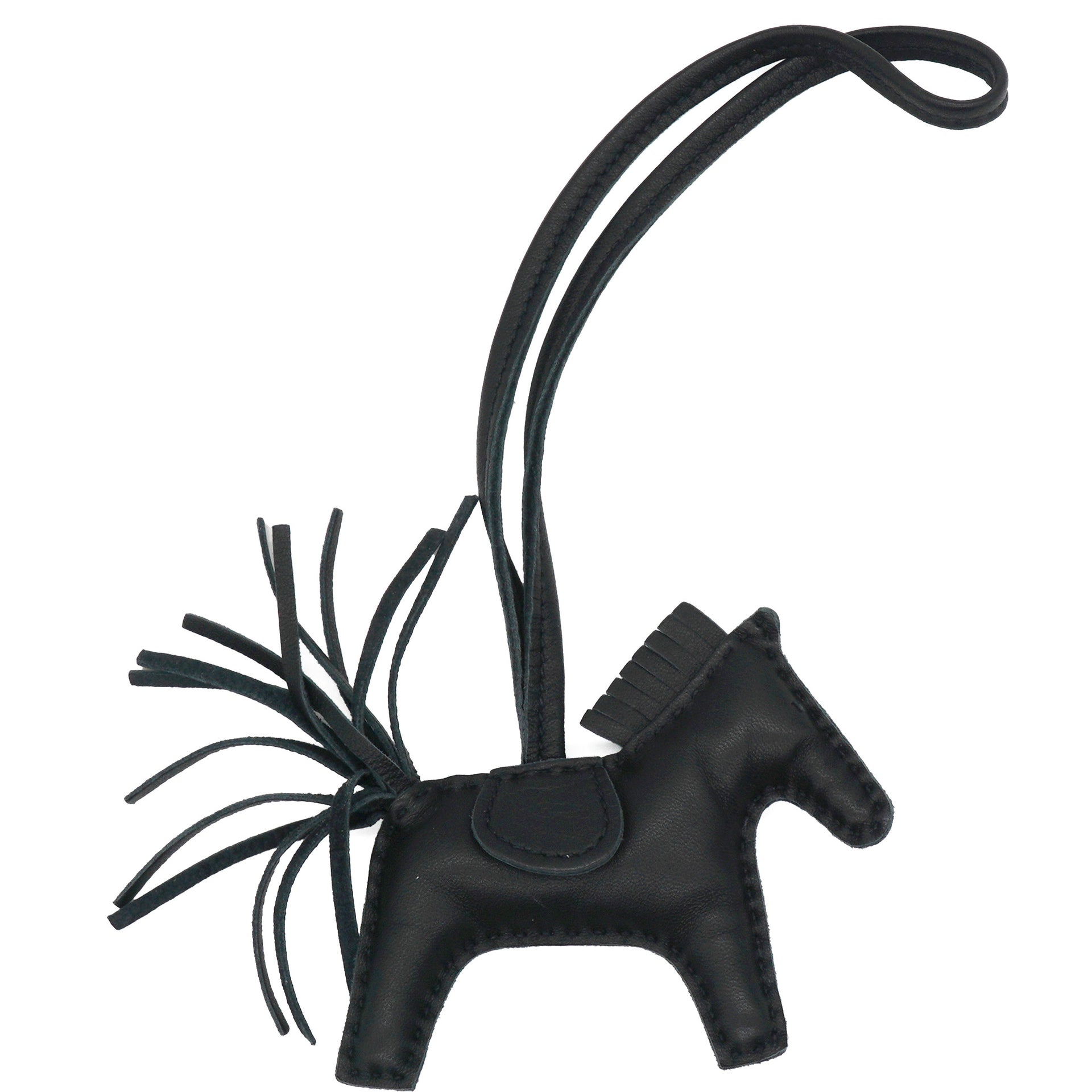 Hermes Milo Lambskin Matte Alligator Touch Grigri Rodeo Horse Bag Charm PM So Black 