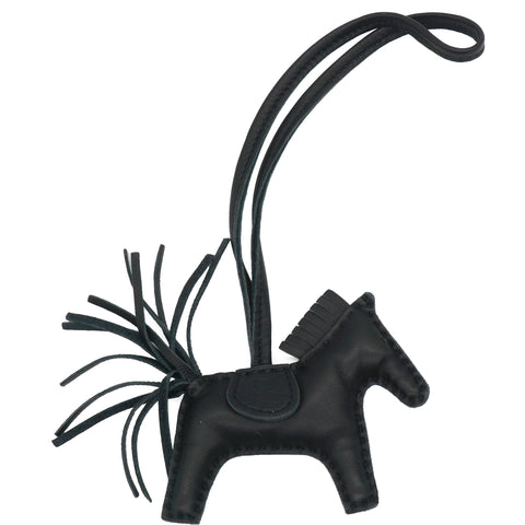 Hermes Milo Lambskin Matte Alligator Touch Grigri Rodeo Horse Bag Charm PM So Black 