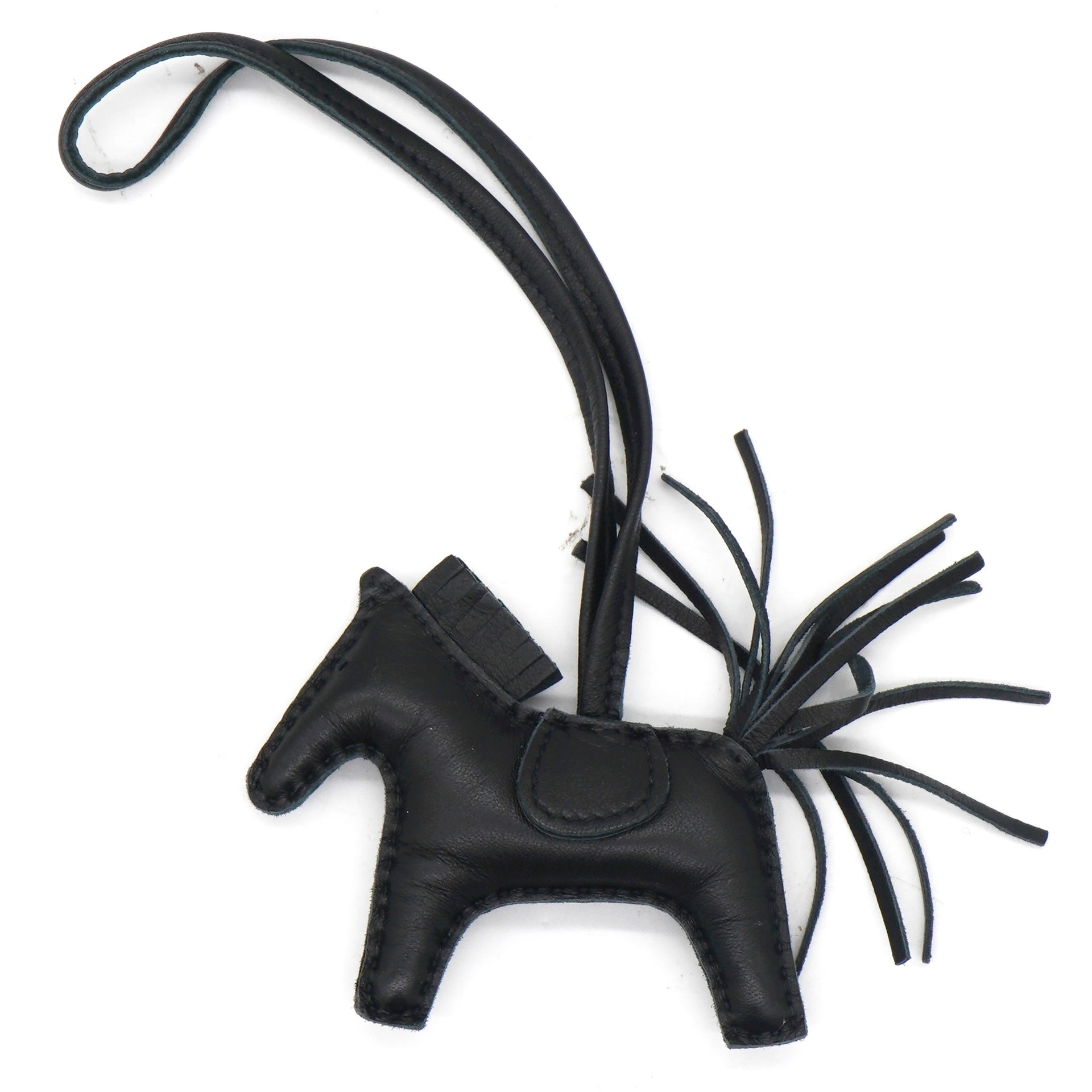 Hermes Milo Lambskin Matte Alligator Touch Grigri Rodeo Horse Bag Charm PM So Black 