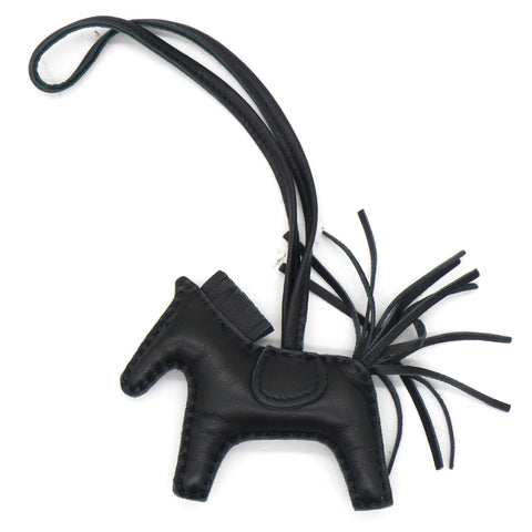 Hermes Milo Lambskin Matte Alligator Touch Grigri Rodeo Horse Bag Charm PM So Black 