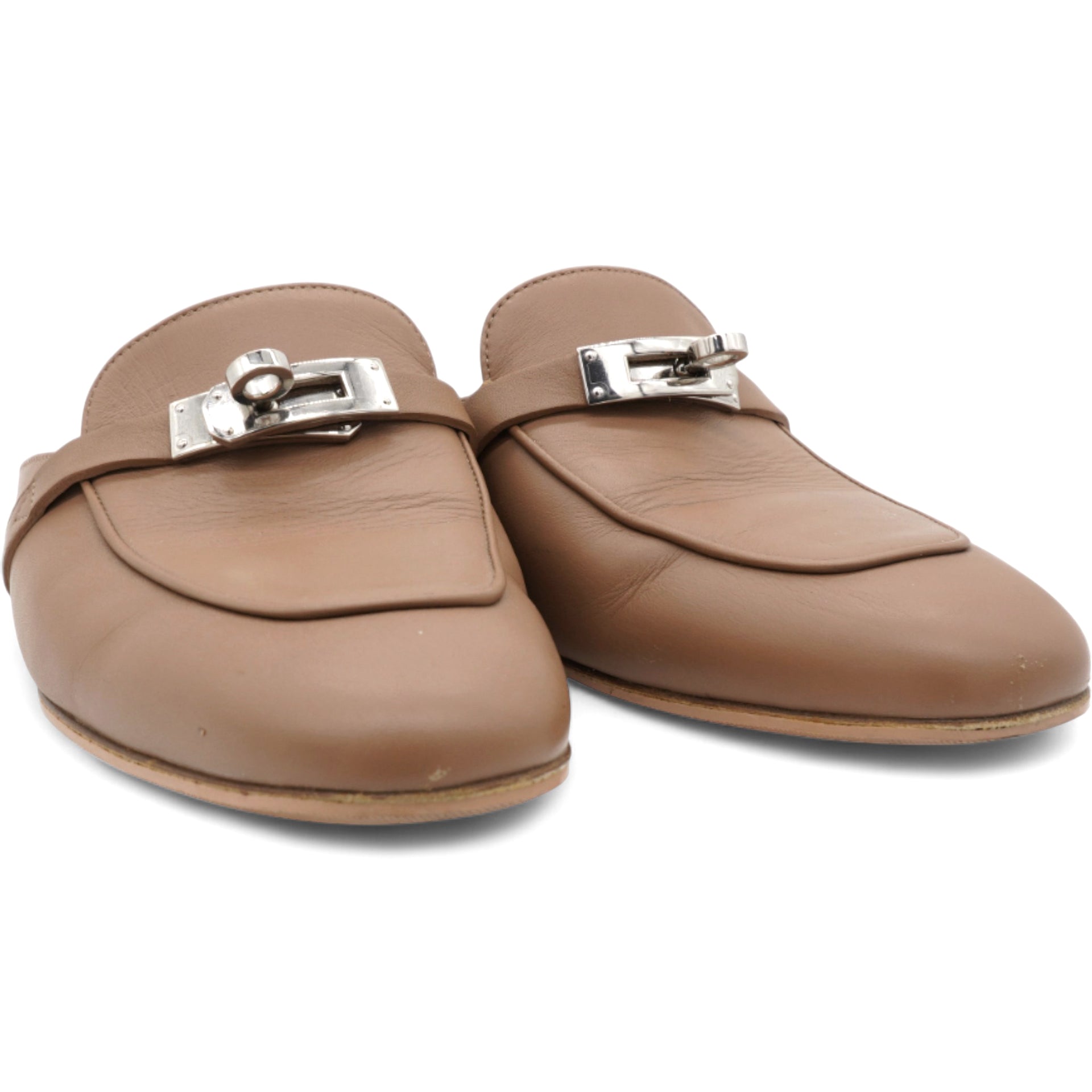 Hermes OZ Mules Gold Brown Size38 