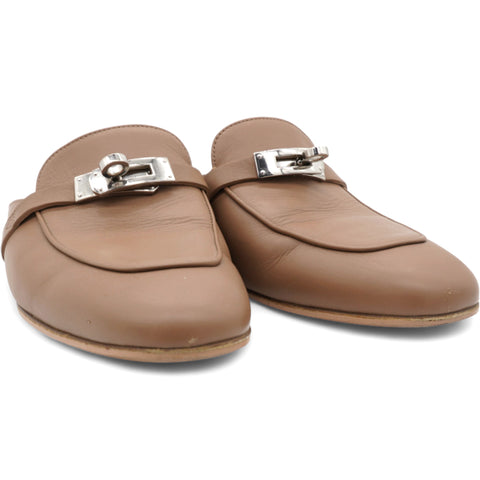 Hermes OZ Mules Gold Brown Size38 