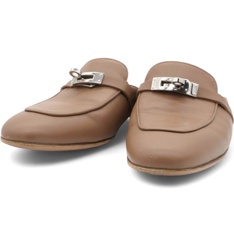 Hermes OZ Mules Gold Brown Size38 