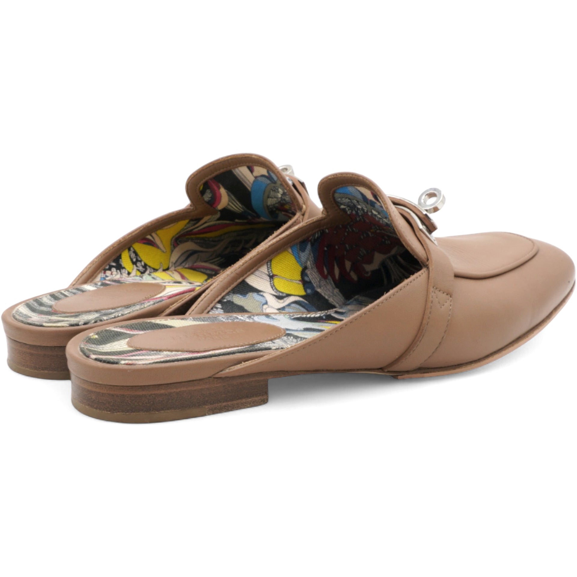 Hermes OZ Mules Gold Brown Size38 