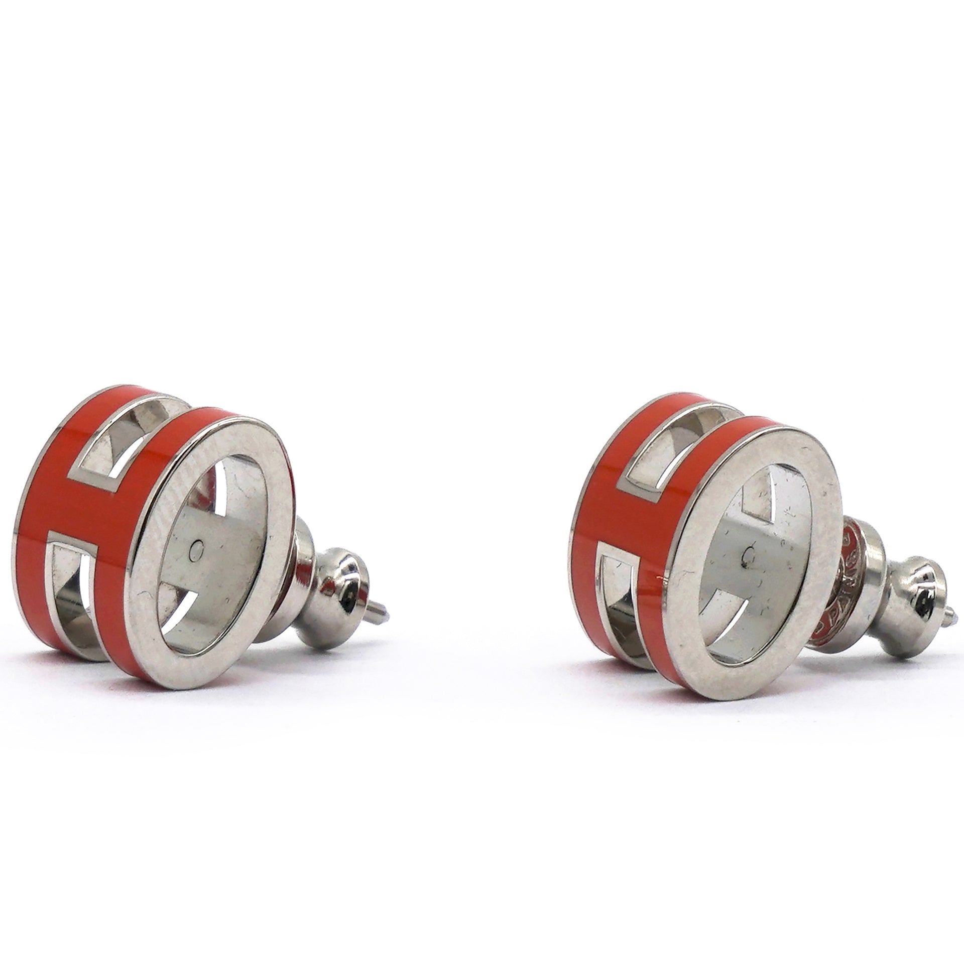 Hermes Palladium Lacquered Pop H Earrings  