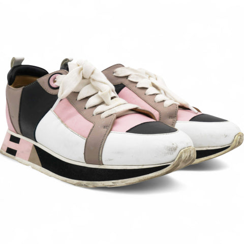 Hermes Rebus Sneakers Rose Aube Black White Size37 
