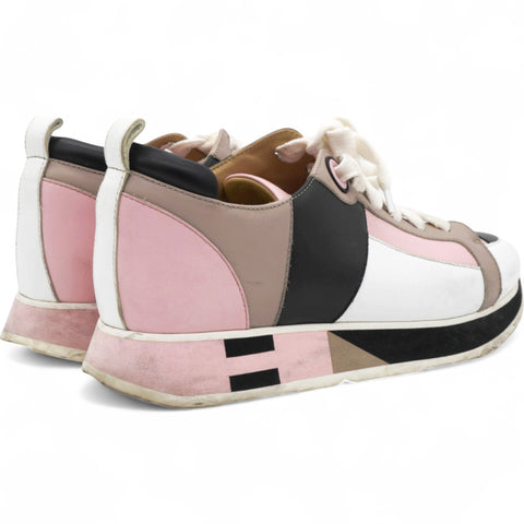 Hermes Rebus Sneakers Rose Aube Black White Size37 